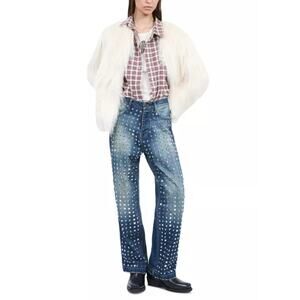 $675 The Kooples Women's Studded Wide-Leg Jean FR Size 38